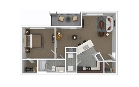 Floor plan design with 1 Bedroom and 1 Bathroom